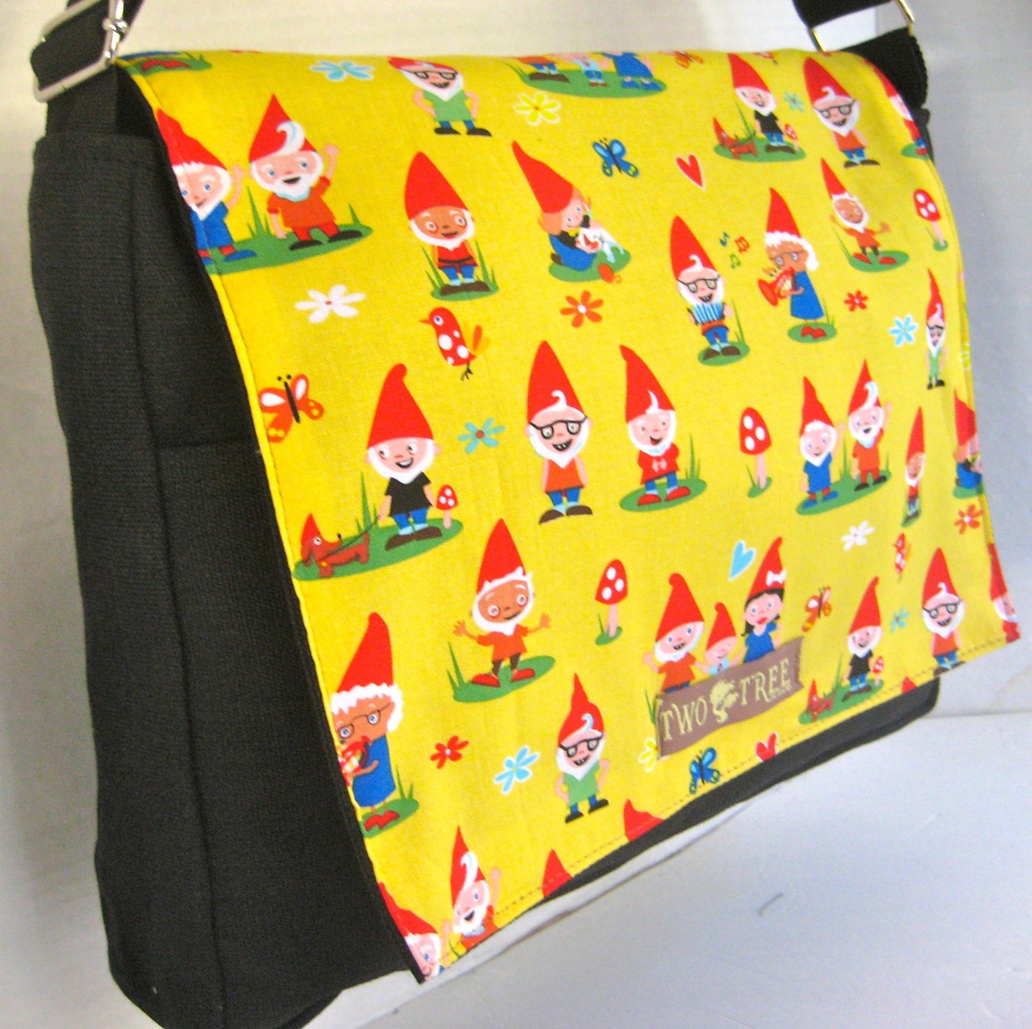 Black and Yellow Gnome MeSSENGER Book Laptop Diaper BAG