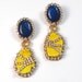 Statement earrings lemon yellow turquoise and lapis crystal embellished earrings