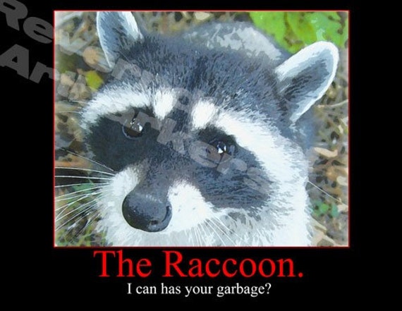 Items similar to Sneaky Raccoon motivational inspirational art print on ...