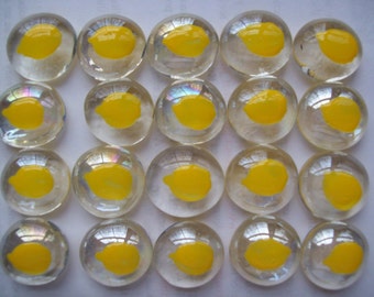 25 Hand painted glass gems party favors lemon lemons