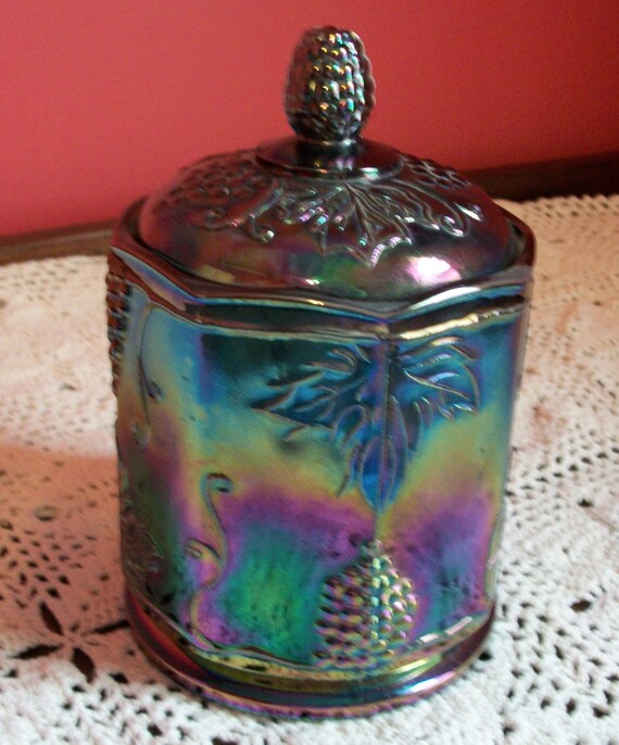 Carnival Glass Candy Dish with Lid