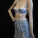 Vintage 60s Bra and Slip / Blue Gingham / XXS XS / White Eyelet Trim