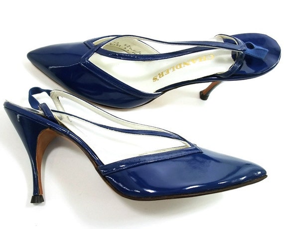 LADIES NAVY PATENT PEEP-TOE SLIP-ON MID HEEL SMART COURT WORK SHOES SIZES 3-8 | eBay