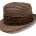 Vintage 1960s Fedora Hat Mad Men Straw Brown Black Paisley 6 3/4 Small