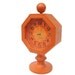 Vintage Clock 1960s Wooden Retro Decor Octagonal Pedestal Burnt Orange