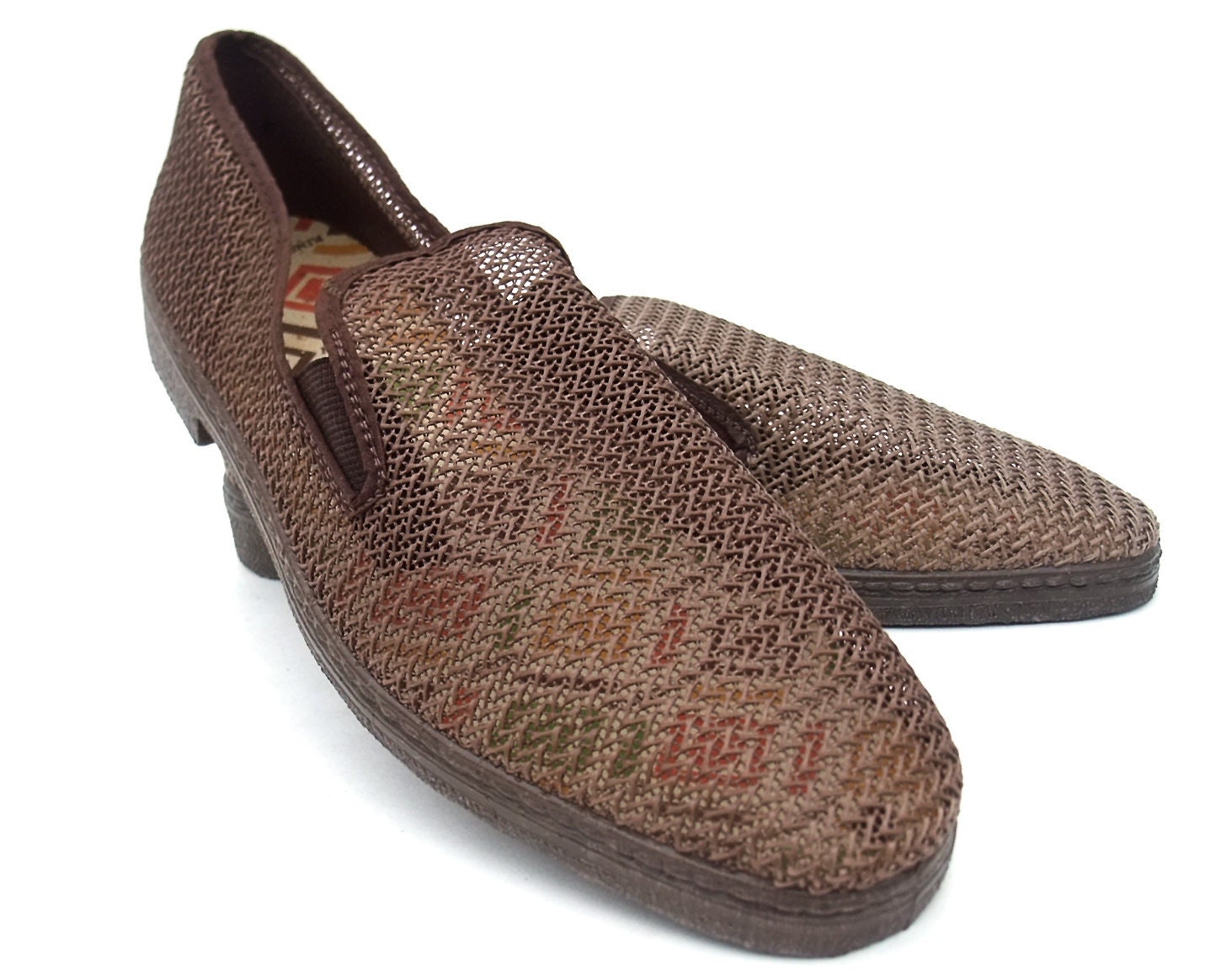 Vintage 1960s Shoes Men's Woven Brown Beach Summer