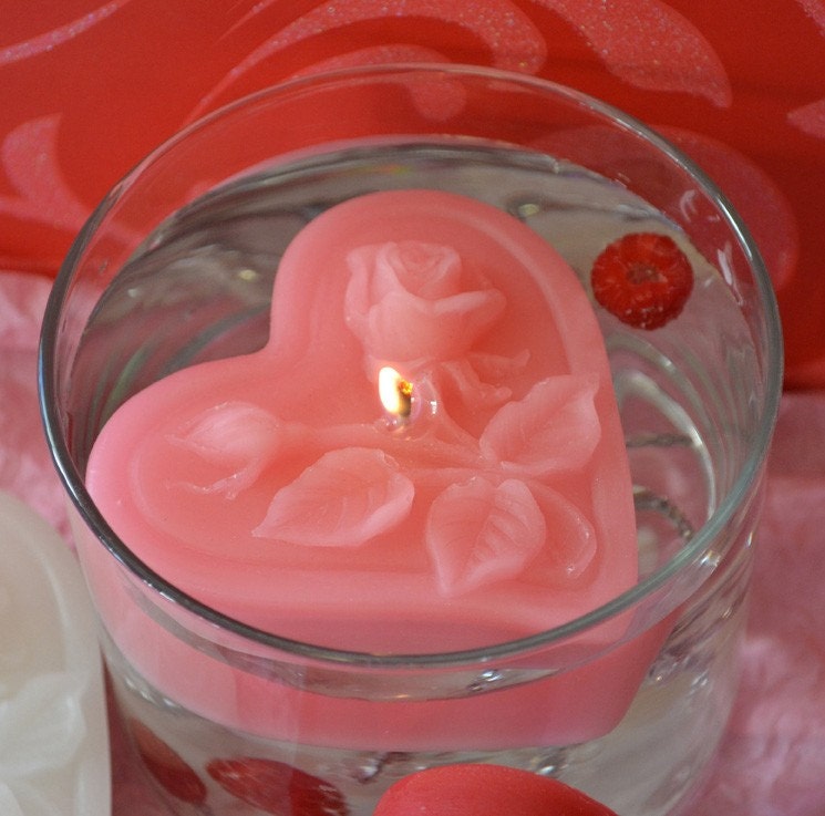 Valentine floating heart candles Pink Red and White Scented