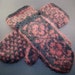 Handknit Mohair and Wool Blend Cuff Mittens in Heather Grey and Dusty Pink