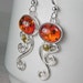 Amber Earrings - Spiral Swirl Earrings - Baltic Amber Citrine Earrings - Unique Amber Jewelry