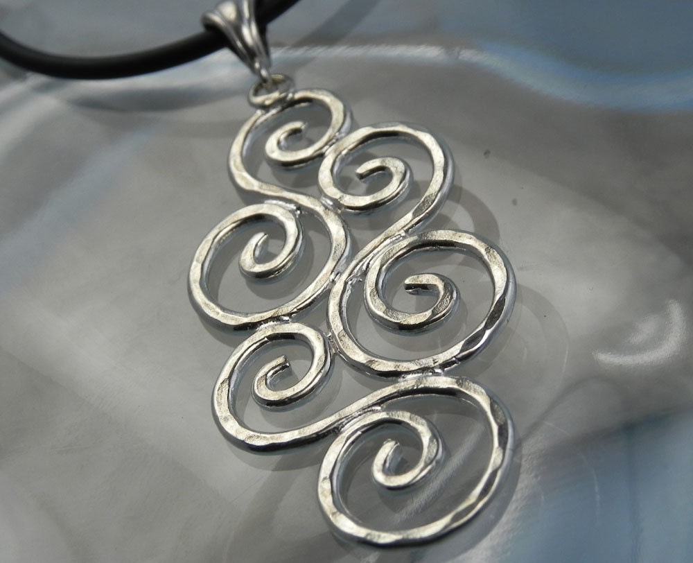 Silver Swirl Necklace Spiral Pendant Unique Swirl Jewelry