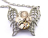 Steampunk Necklace - Gorgeous MONARCH Vintage Clockwork Butterfly - PROMPTLY SHIPPED Steampunk Jewelry