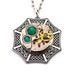 Steampunk Necklace - Beautiful Celtic Clockwork Design Boldly Bejewelled with Emerald Green Swarovski Crystals - PROMPTLY SHIPPED