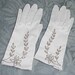 Mid-Century 50s White Satin Stretch Gloves with Boullion Embroidery, Bugle Beads West Germany sz M