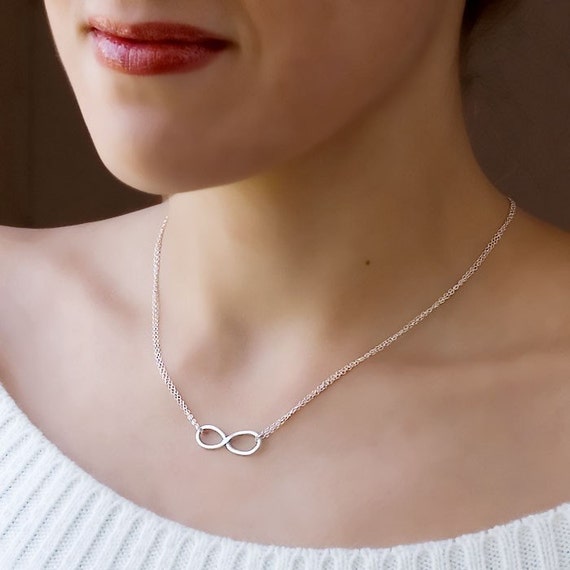 Sterling Silver Infinity Necklace Layered Necklace Silver