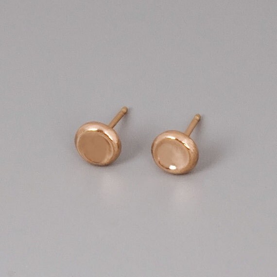 Solid Rose Gold Stud Earrings 9K Rose Gold Earrings Pebbel