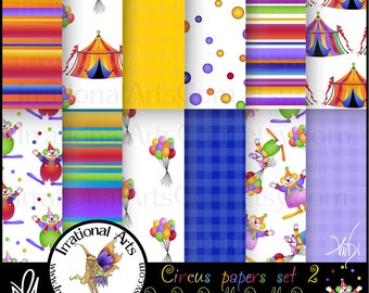 Circus Dee Dee Deedle Deedle Dee... set 2 - 12 jpg files for digital scrapbooking papers {Instant Download}
