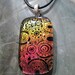 Fused Glass Pendant with 18 inch leather necklace: Slightly Orange Clockwork
