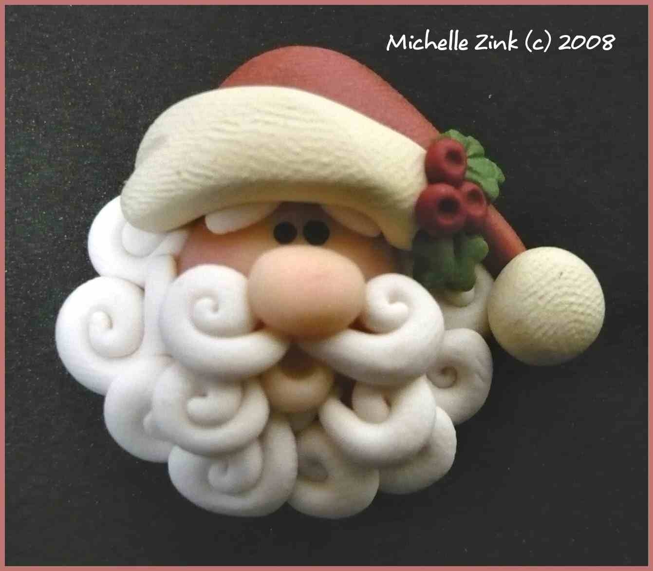 Polymer Clay Country Santa Bead or Bow Center