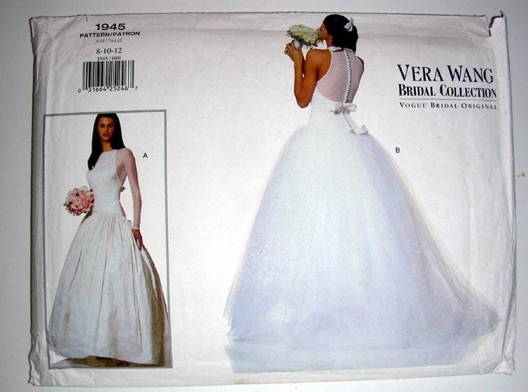 Vintage Vera Wang Bridal  Dress  Pattern  1945 Vogue Original