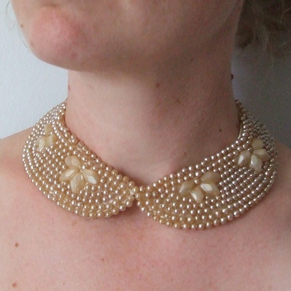 Vintage Faux Pearl Beaded Collar by thisyearsmodel on Etsy