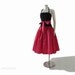 Vintage 80s 50s Full Skirt Dress S - Pink Black Sundress Halter Summer Dress