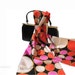 RESERVED - Vintage 60s Mod Scarf - Long Polka Dot Scarf Circles Pink Orange