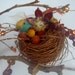 Bird Nest Christmas Ornament With Enamel Flower Clip On Repurposed