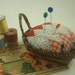 Vintage Quilt Pincushion Basket Upcycled Repurposed
