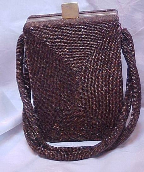 Vintage DECO Beaded Hard Side Metal Evening Purse Vintage DECO Beaded Hard Side Metal Evening Purse