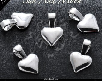 25 Heart Bails - Small Silver Plated Bails - HBS