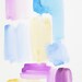 graphic watercolor in blue, violet and gold