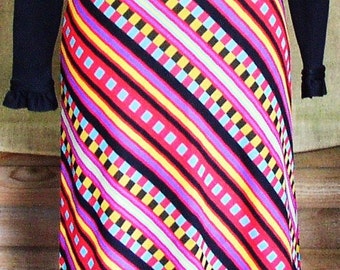 GROOVY PARTY DRESS, Jonathan Logan, psychedelic polyester, mid century, C O L O R