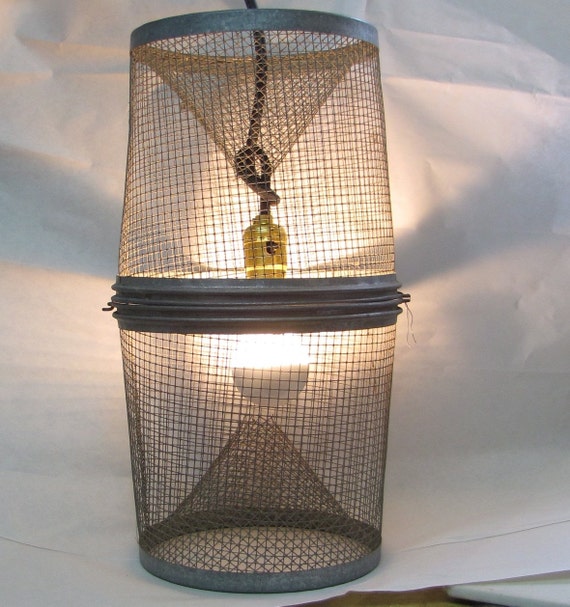 Nautical Lighting Fish Trap Cage Pendant Light Vintage Nautical Lighting Fish Trap Cage Pendant Light