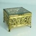 Vintage Floral Filigree square glass casket jewelry box