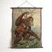 RESERVED Vintage Antique School Wall Chart Natural History Zoology Orangutan Monkey Primate 1900s Austin Modern