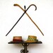 Pair of Antique walking stick cane black and tan for dapper men and the steampunk dandy