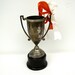 Silver Plate Vintage Trophy Loving cup on wooden stand 60s