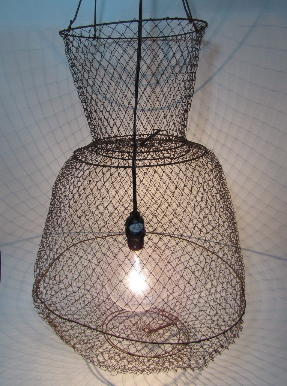 Vintage wire fishing Crab pot Lobster Trap basket Industrial