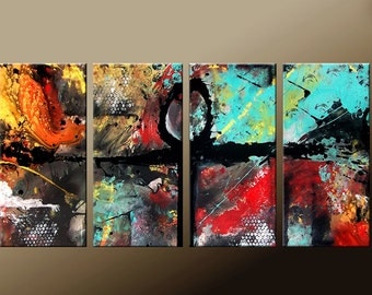 Original ABSTRACT Art Painting 4pc Original Custom Made to Order Modern Contemporary Painting on Canvas by Destiny Womack - dWo - 72x36