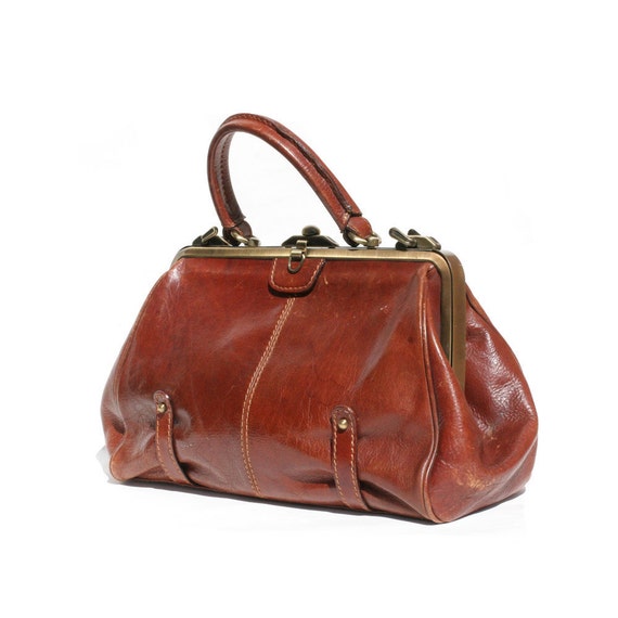 Italian brown leather handbag by TanakaVintage on Etsy