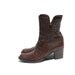 Size 6.5 Italian Brown Leather Reptile Pattern Ankle Boots