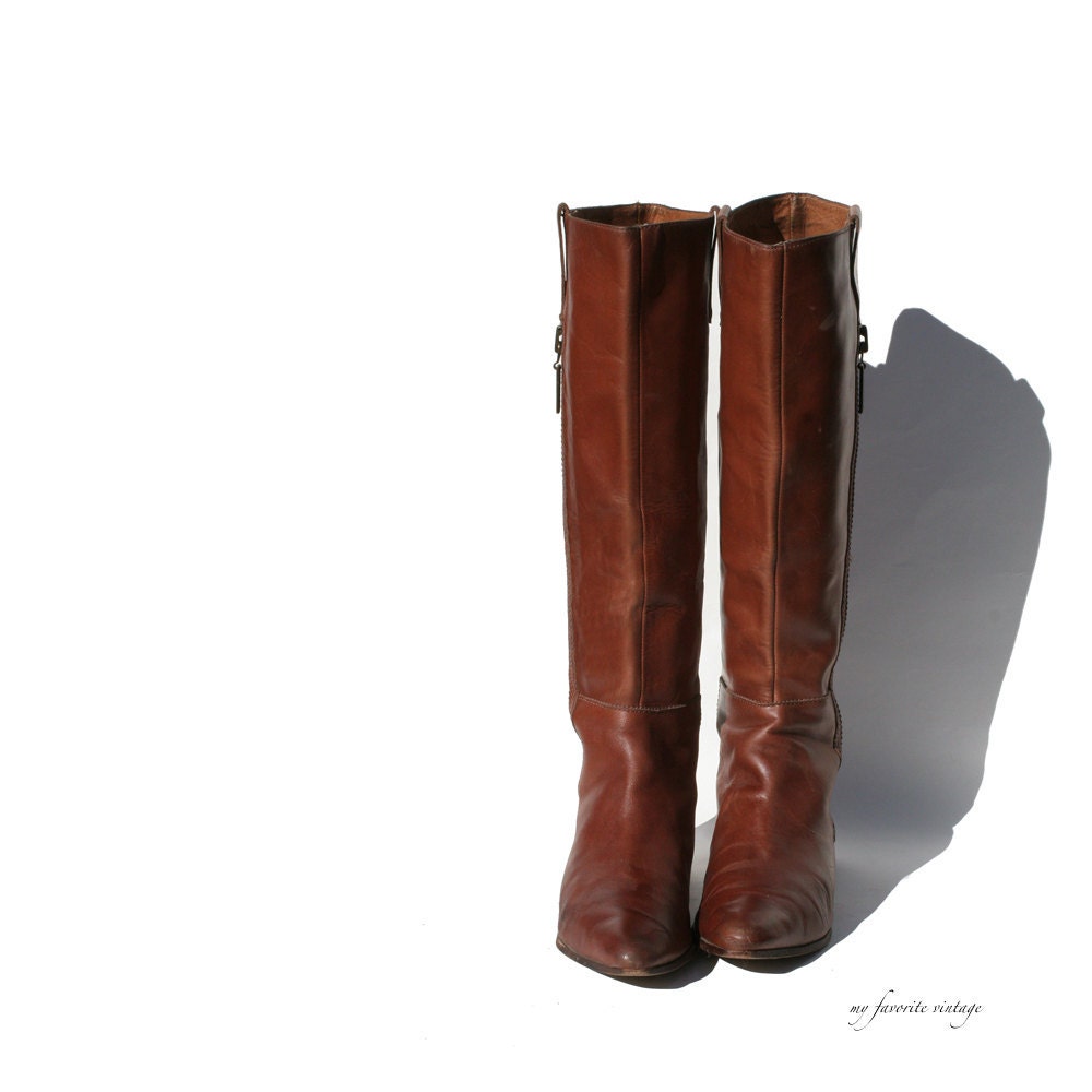 size 7 brown leather riding boots