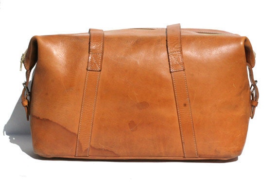 Vintage His or Hers Thick Leather Weekend Bag
