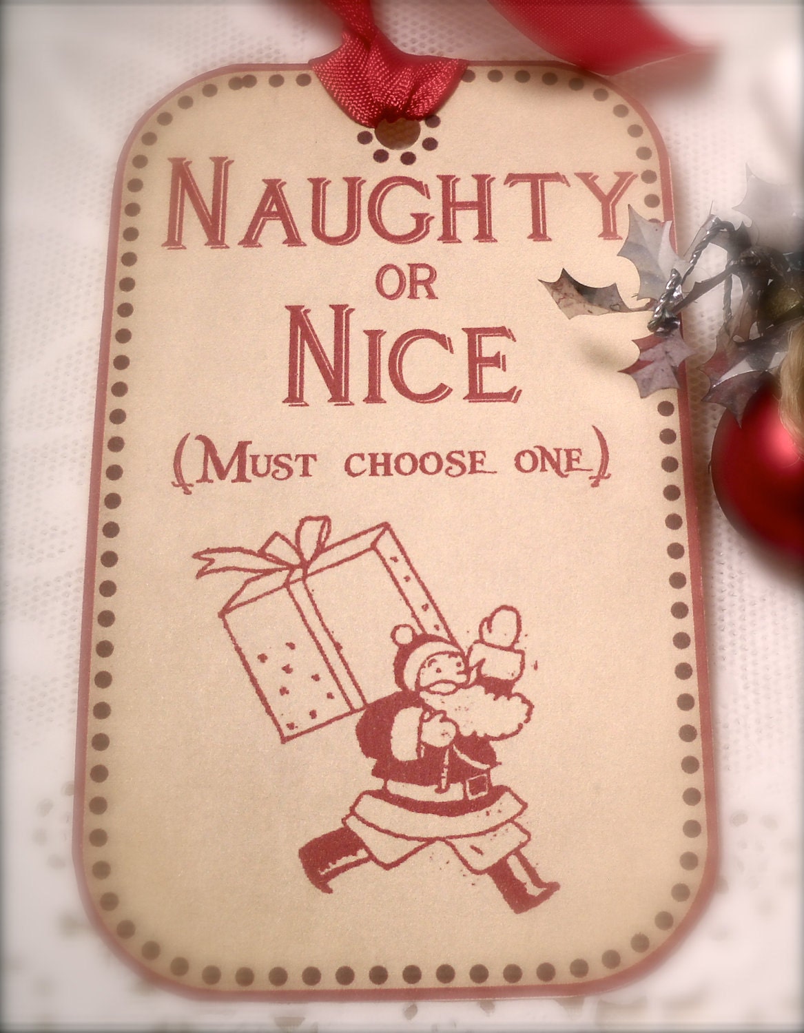 Naughty or Nice Tag Christmas Tags Santa tags Retro Santa