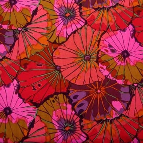 Kaffe Fassett LOTUS LEAF WINE Red Cotton Quilt Fabric by the
