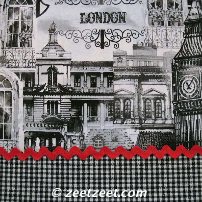 Rare LONDON CITYSCAPE Black White Grey Quilt Fabric 1/2 Yard