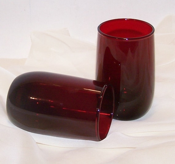 Vintage Anchor Hocking Royal Ruby Red Juice Glasses