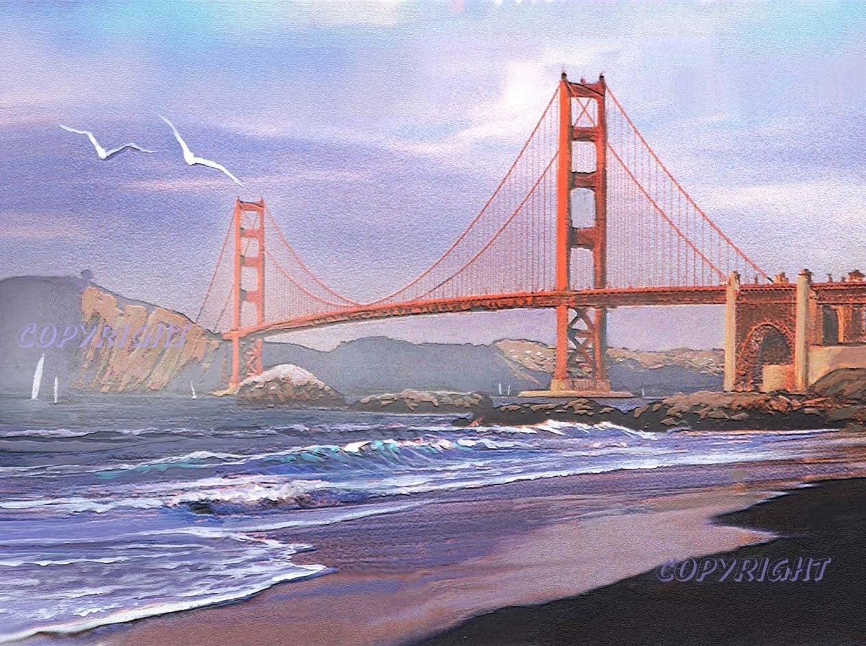 Мост в Сан-Франциско живопись