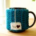 Personalized Tea Love Mug Cozy Crochet Teal Blue Cup Cosy
