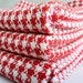 Two Red and White Houndstooth Dish Towels